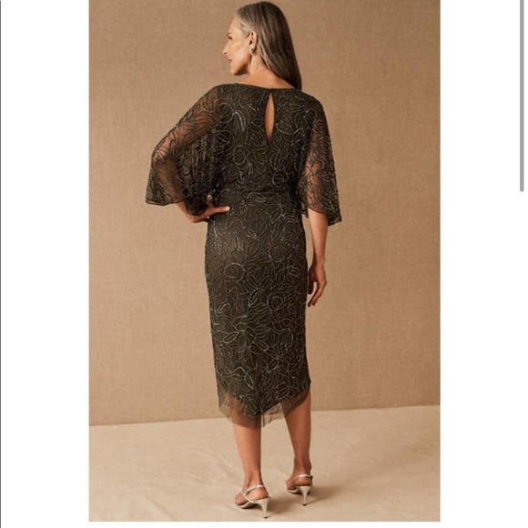 BHLDN hannon beaded olive dark green dress - Picture 3 of 7